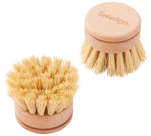 Smidge Natural Beechwood Large Bottle Brush Long Handle Wooden Dish Scrubber for Washing Up Water Bottles and Glassware