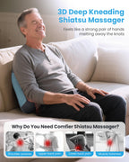 Comfier Cordless Back Massager with Heat Shiatsu Neck and Shoulder Massage Pillow Rechargeable Portable Support Cushion for Pain Relief - Very Good