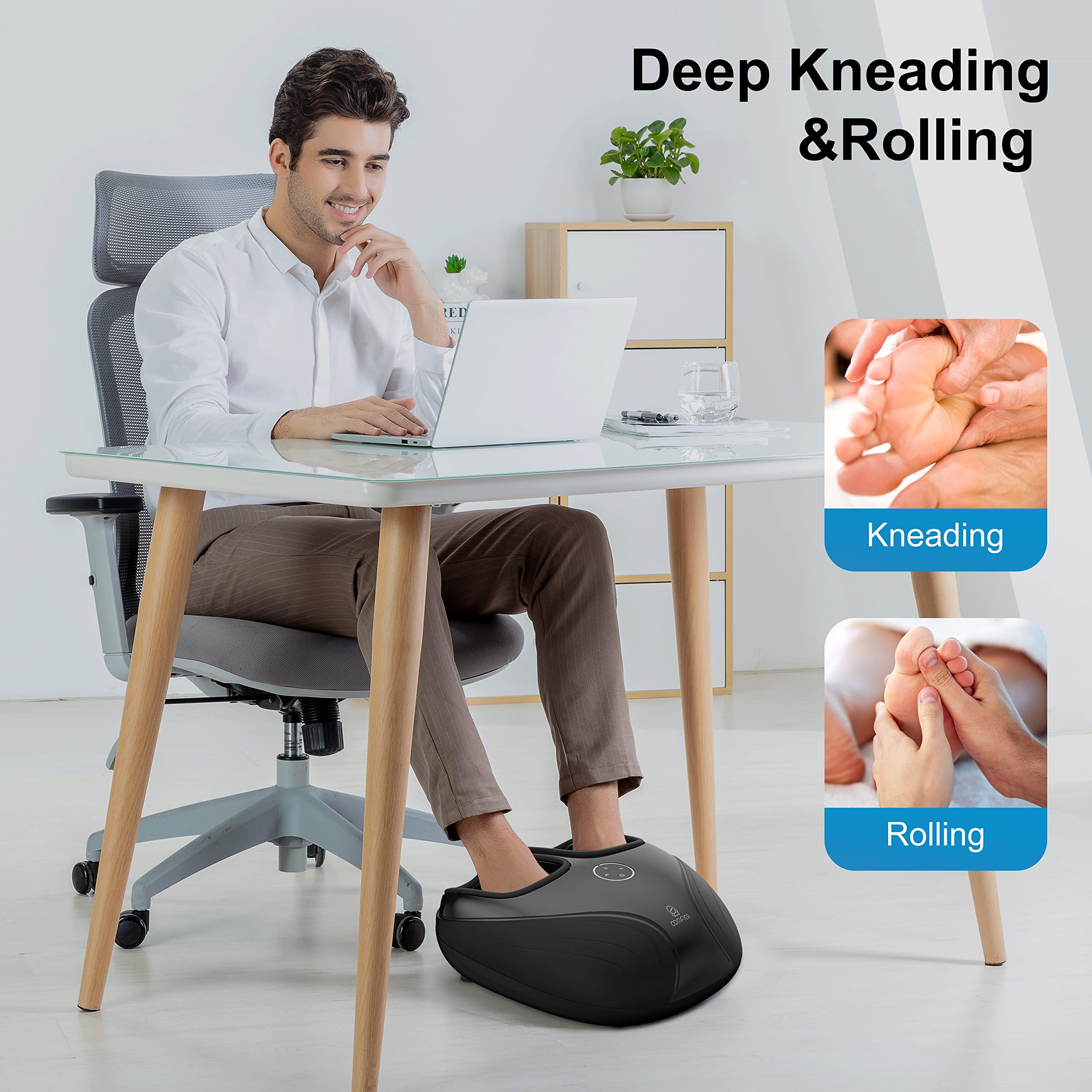 Comfier Shiatsu Foot Massager Machine with Heat Deep Kneading and Compression for Pain Relief and Circulation Plantar Fasciitis Electric - Like New