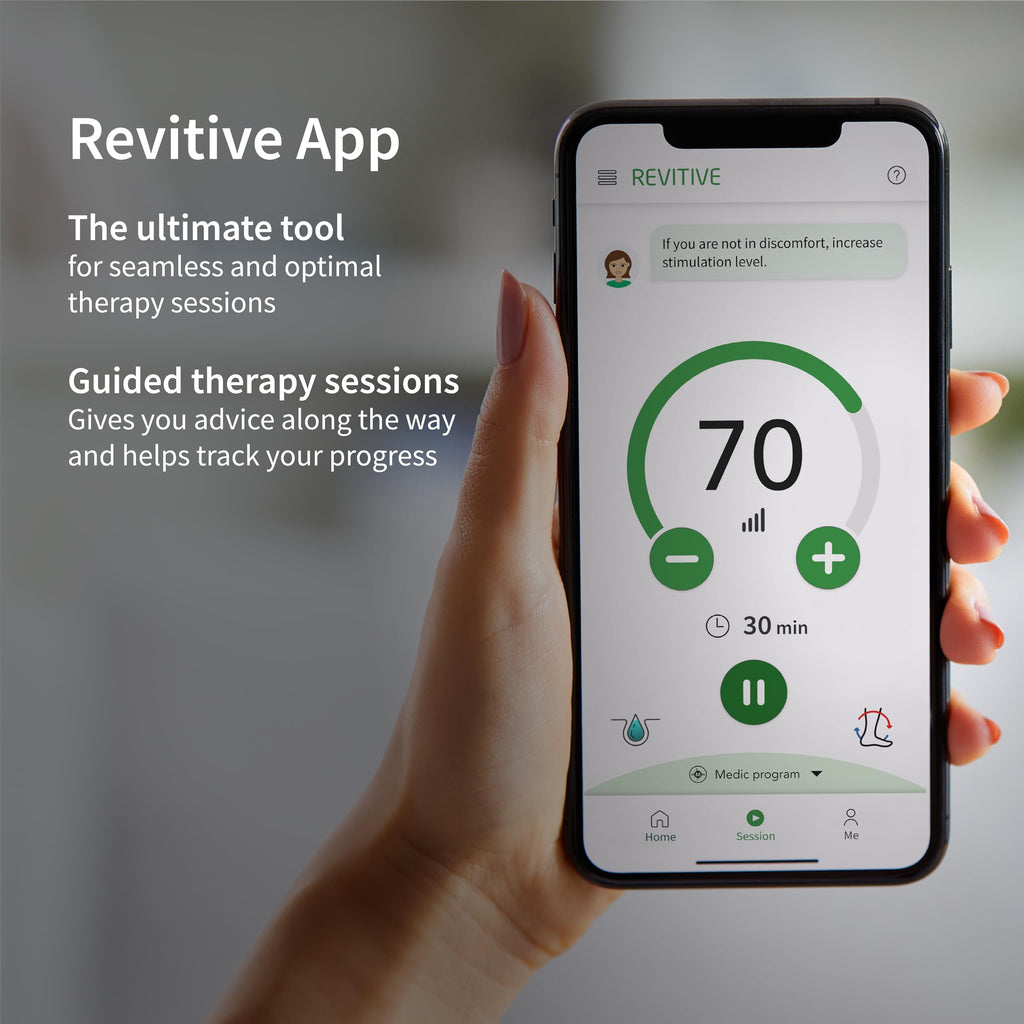 Revitive Medic Coach Smart Circulation Booster Cordless Leg and Knee Pain Relief Device with App Control and EMS TENS Technology - Like New