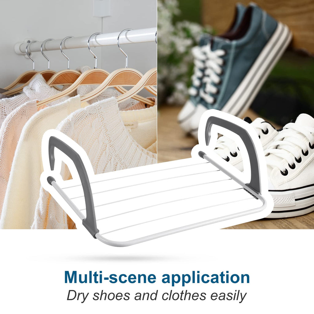 Rainberg 5 Bar Radiator Clothes Airer Rack, Foldable Clothes Airer with Adjustable Arms, Laundry Dryers Clothes, Hanging Drying Rack Airer (Pack of 2) - Like New