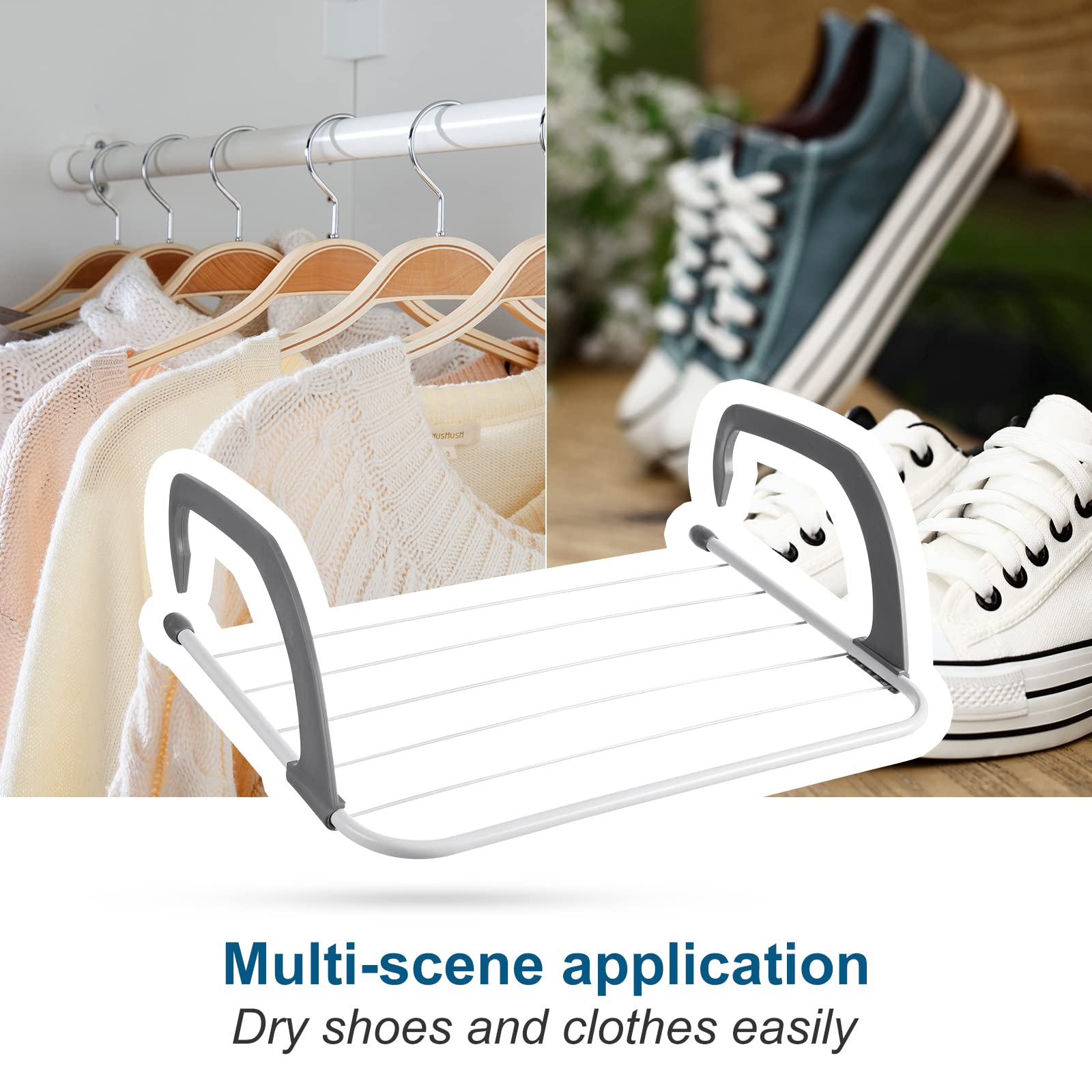Rainberg 5 Bar Radiator Clothes Airer Rack, Foldable Clothes Airer with Adjustable Arms, Laundry Dryers Clothes, Hanging Drying Rack Airer (Pack of 2) - Like New