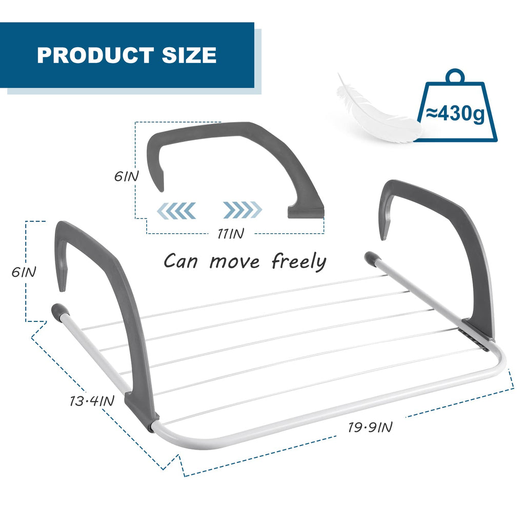 Rainberg 5 Bar Radiator Clothes Airer Rack, Foldable Clothes Airer with Adjustable Arms, Laundry Dryers Clothes, Hanging Drying Rack Airer (Pack of 2) - Like New