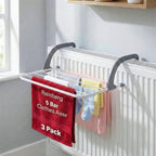 Rainberg 5 Bar Radiator Clothes Airer Rack, Foldable Clothes Airer with Adjustable Arms, Laundry Dryers Clothes, Hanging Drying Rack Airer (Pack of 2) - Like New