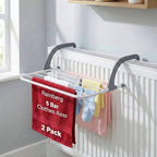 Rainberg 5 Bar Radiator Clothes Airer Rack, Foldable Clothes Airer with Adjustable Arms, Laundry Dryers Clothes, Hanging Drying Rack Airer (Pack of 2) - Like New