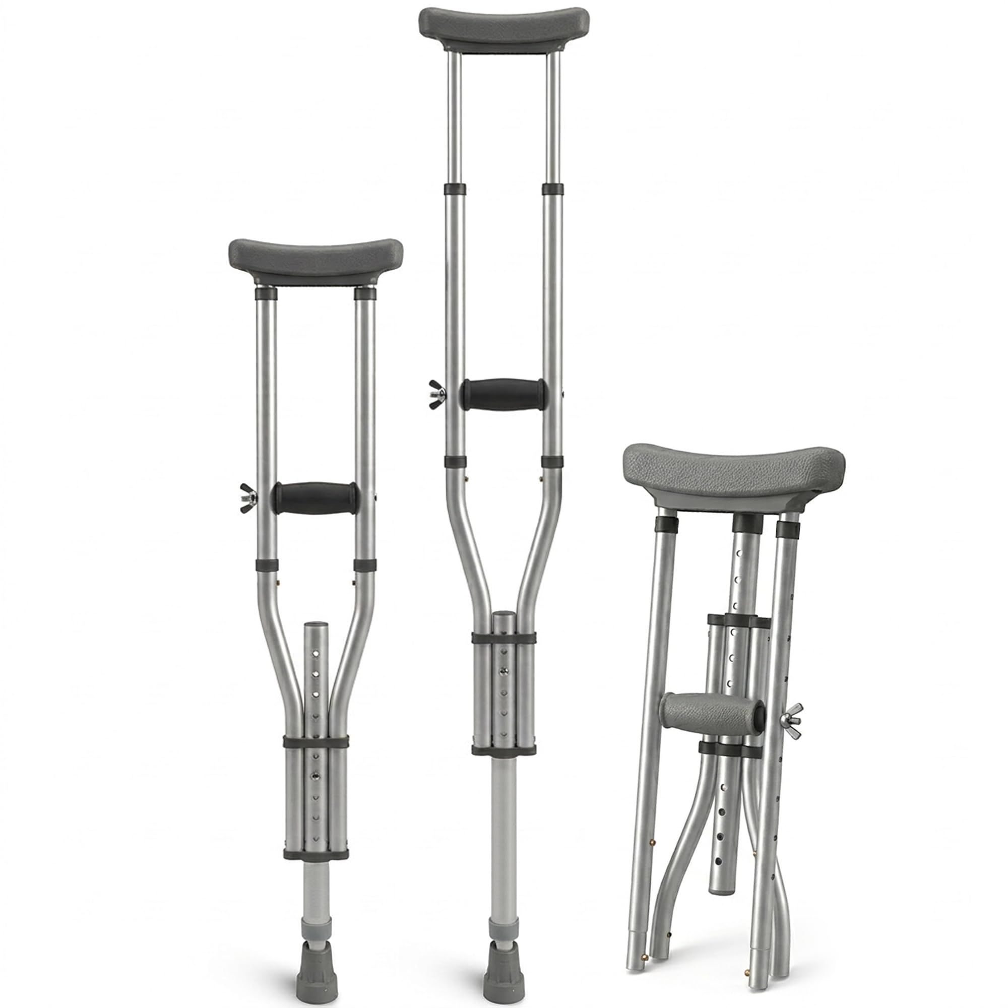 Drive Devilbiss Aluminium Underarm Crutches Youth Size 4ft 6in to 5ft 2in Adjustable Lightweight Walking Aids Pair - Very Good