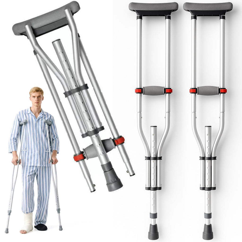 Drive Devilbiss Aluminium Underarm Crutches Youth Size 4ft 6in to 5ft 2in Adjustable Lightweight Walking Aids Pair - Very Good