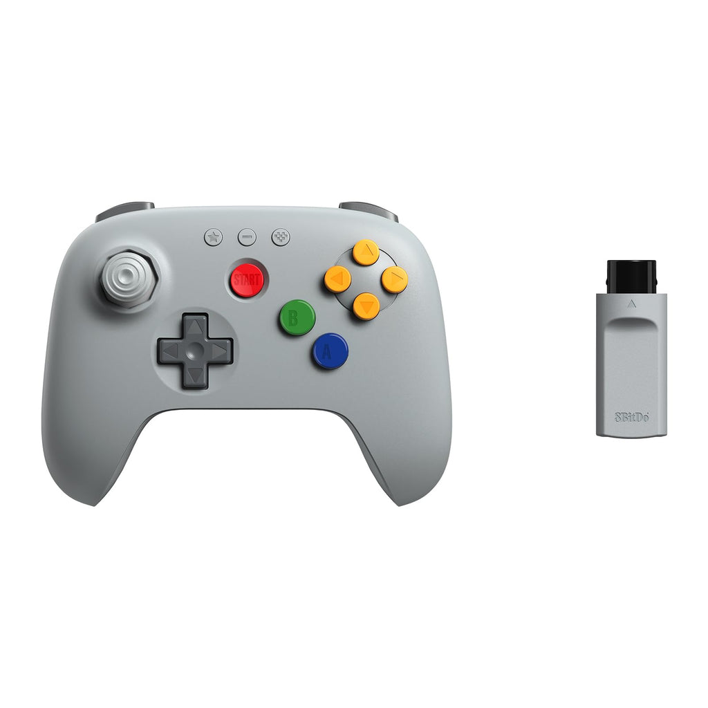 8BitDo 64 2.4G Wireless Controller for Original N64 Console, Analogue 3D, and Windows (Grey) - Like New