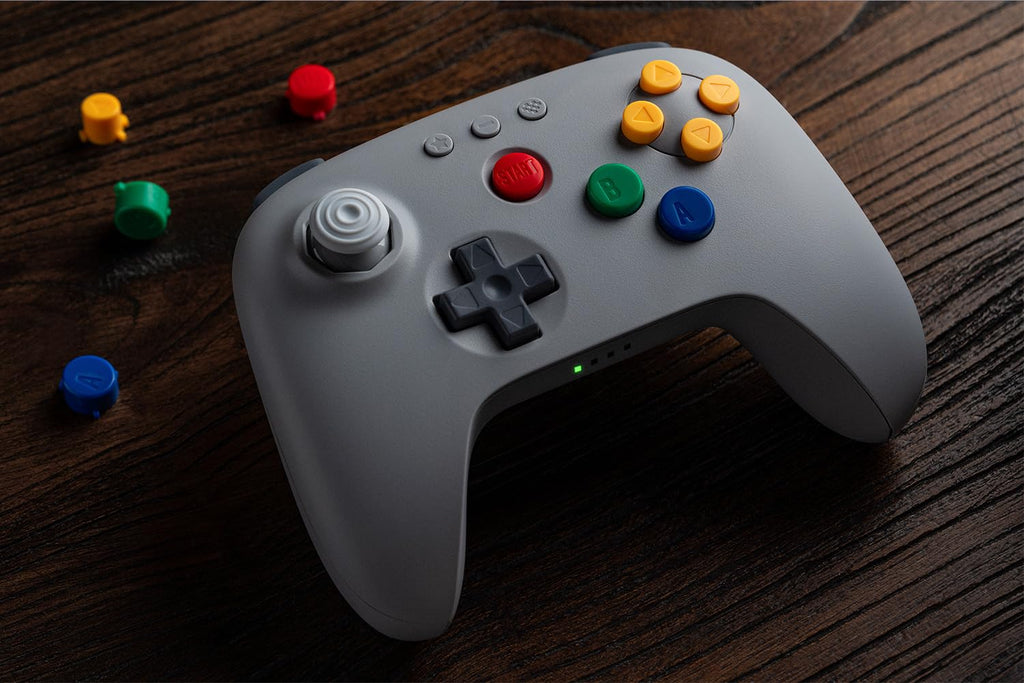 8BitDo 64 2.4G Wireless Controller for Original N64 Console, Analogue 3D, and Windows (Grey) - Like New
