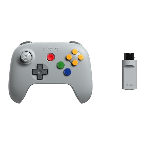 8BitDo 64 2.4G Wireless Controller for Original N64 Console, Analogue 3D, and Windows (Grey) - Like New