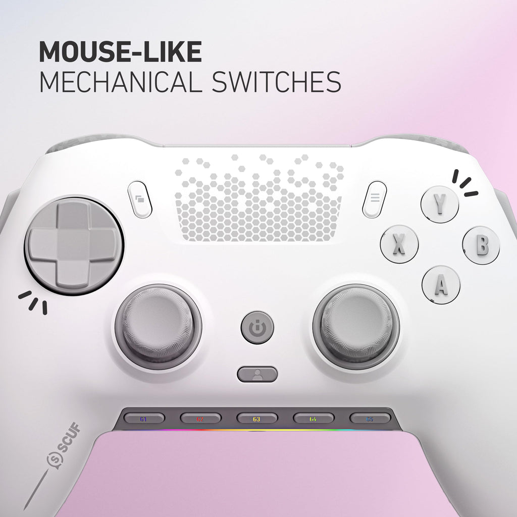 SCUF ENVISION PRO Wireless V1 (2023) PC Gaming Controller - Five Remappable G-Keys - Remappable Back Paddles - Instant Triggers - iCUE Compatible - White - Like New