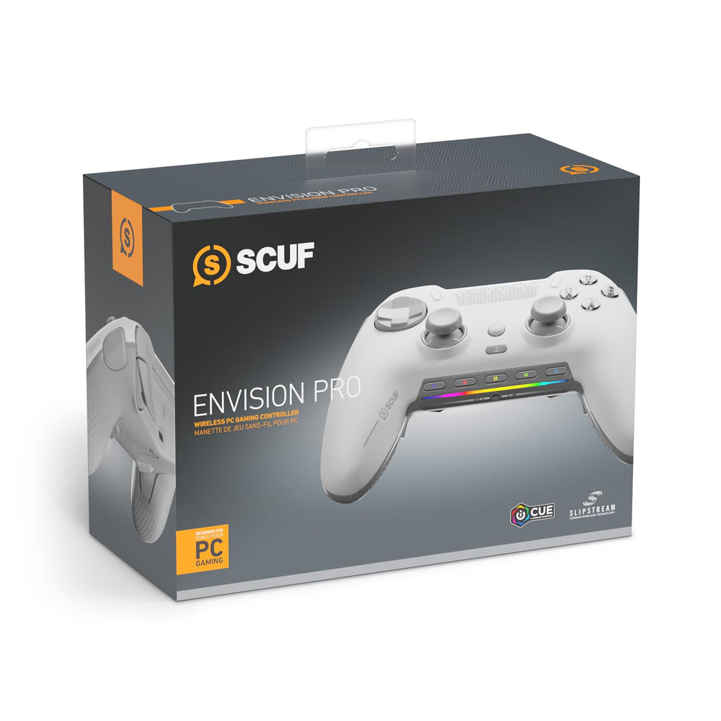 SCUF ENVISION PRO Wireless V1 (2023) PC Gaming Controller - Five Remappable G-Keys - Remappable Back Paddles - Instant Triggers - iCUE Compatible - White - Like New