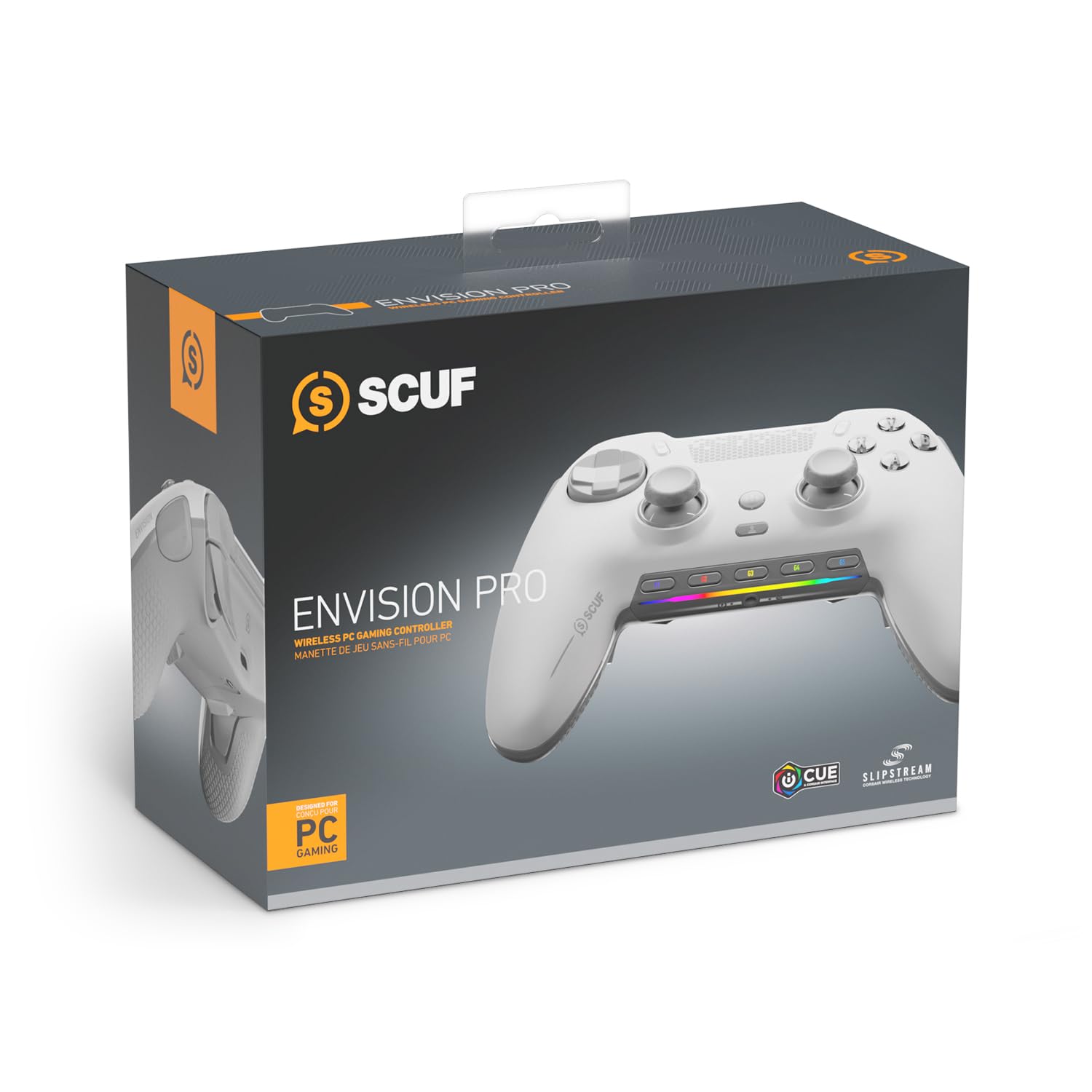 SCUF ENVISION PRO Wireless V1 (2023) PC Gaming Controller - Five Remappable G-Keys - Remappable Back Paddles - Instant Triggers - iCUE Compatible - White - Like New