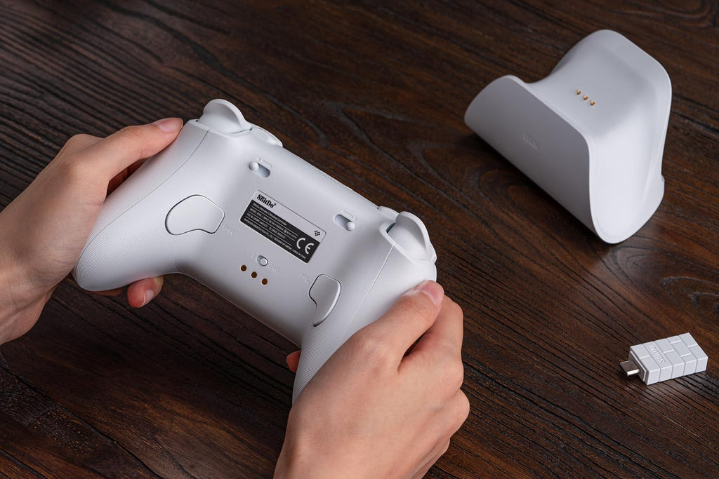 8Bitdo Ultimate 2 Wireless Controller for Windows & Android, Gaming Controller with TMR Joysticks, Switchable Hall Effect/Tactile Triggers, Motion Control, RGB Fire Ring, 8Speed Wireless Tech, White - Like New
