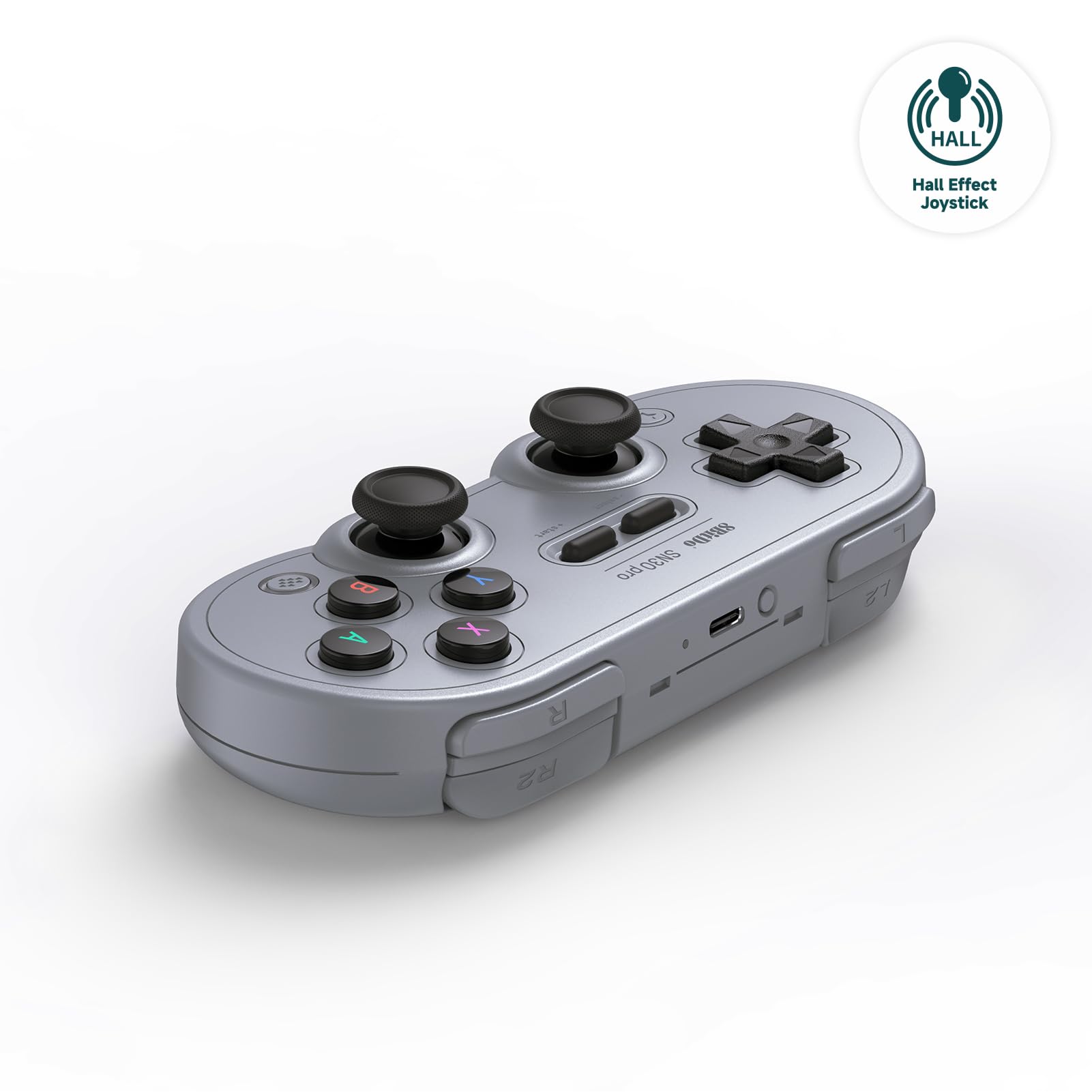 8BitDo SN30 Pro Bluetooth Controller, Hall Effect Joystick Update, Compatible with Switch, Switch 2, PC, macOS, Android, Steam Deck & Raspberry Pi (Gray) - Like New