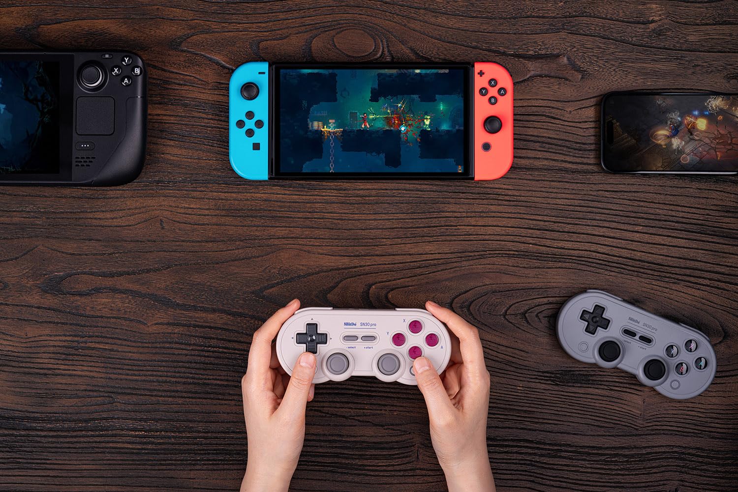 8BitDo SN30 Pro Bluetooth Controller, Hall Effect Joystick Update, Compatible with Switch, Switch 2, PC, macOS, Android, Steam Deck & Raspberry Pi (Gray) - Like New