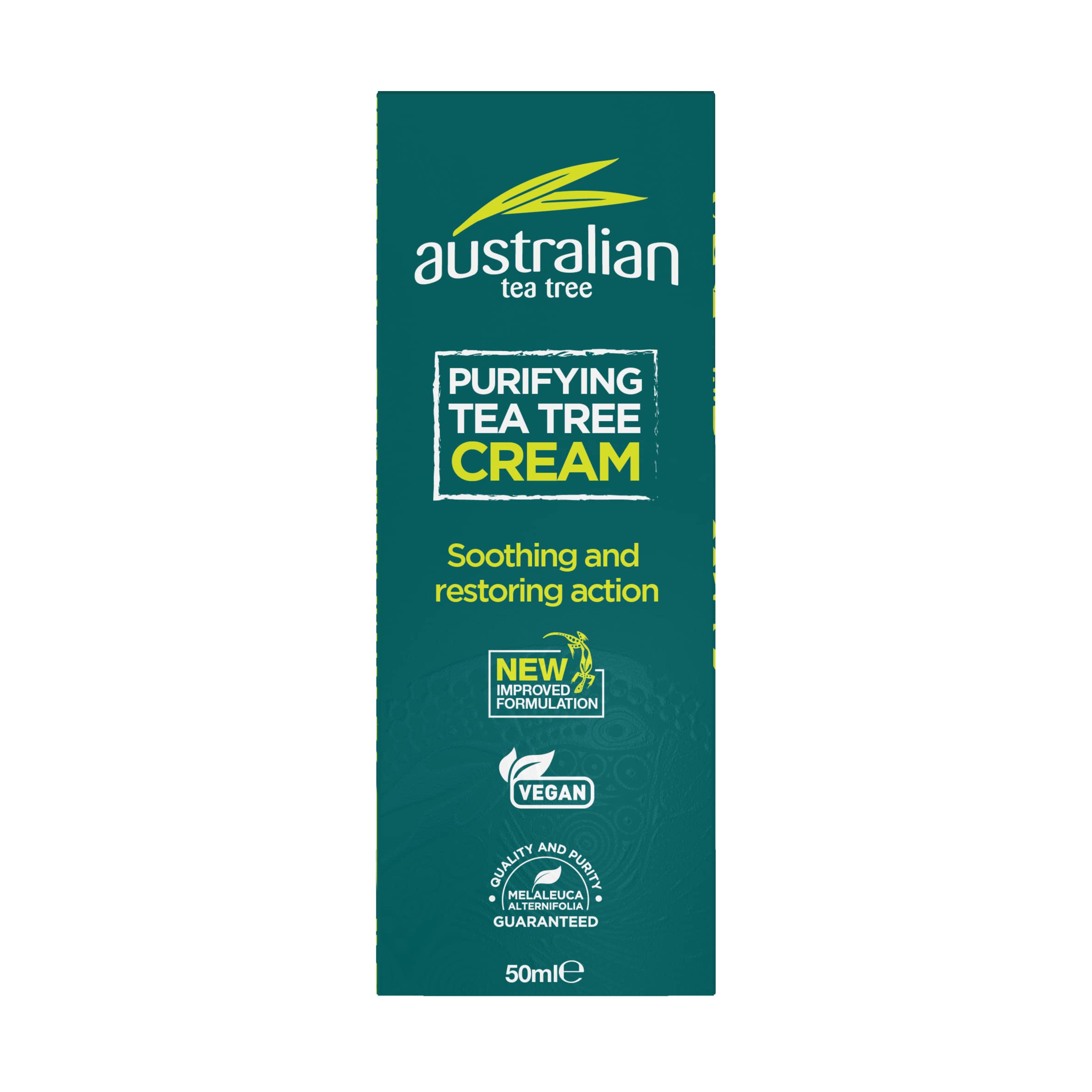 Australian Tea Tree Purifying Cream 50ml Soothing Natural Vegan Skincare SLS and Paraben Free Antiseptic Moisturiser - Damaged Box