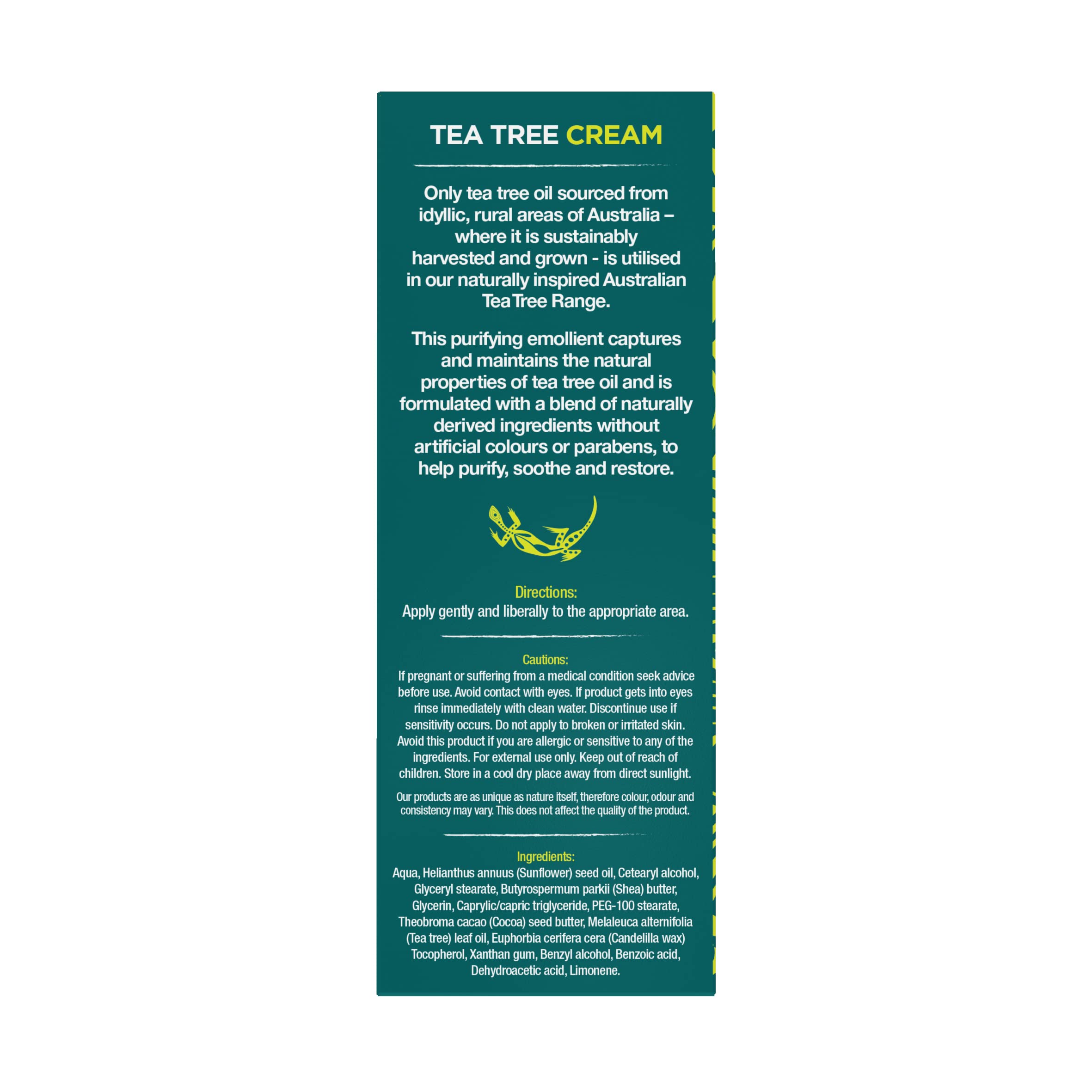 Australian Tea Tree Purifying Cream 50ml Soothing Natural Vegan Skincare SLS and Paraben Free Antiseptic Moisturiser - Damaged Box