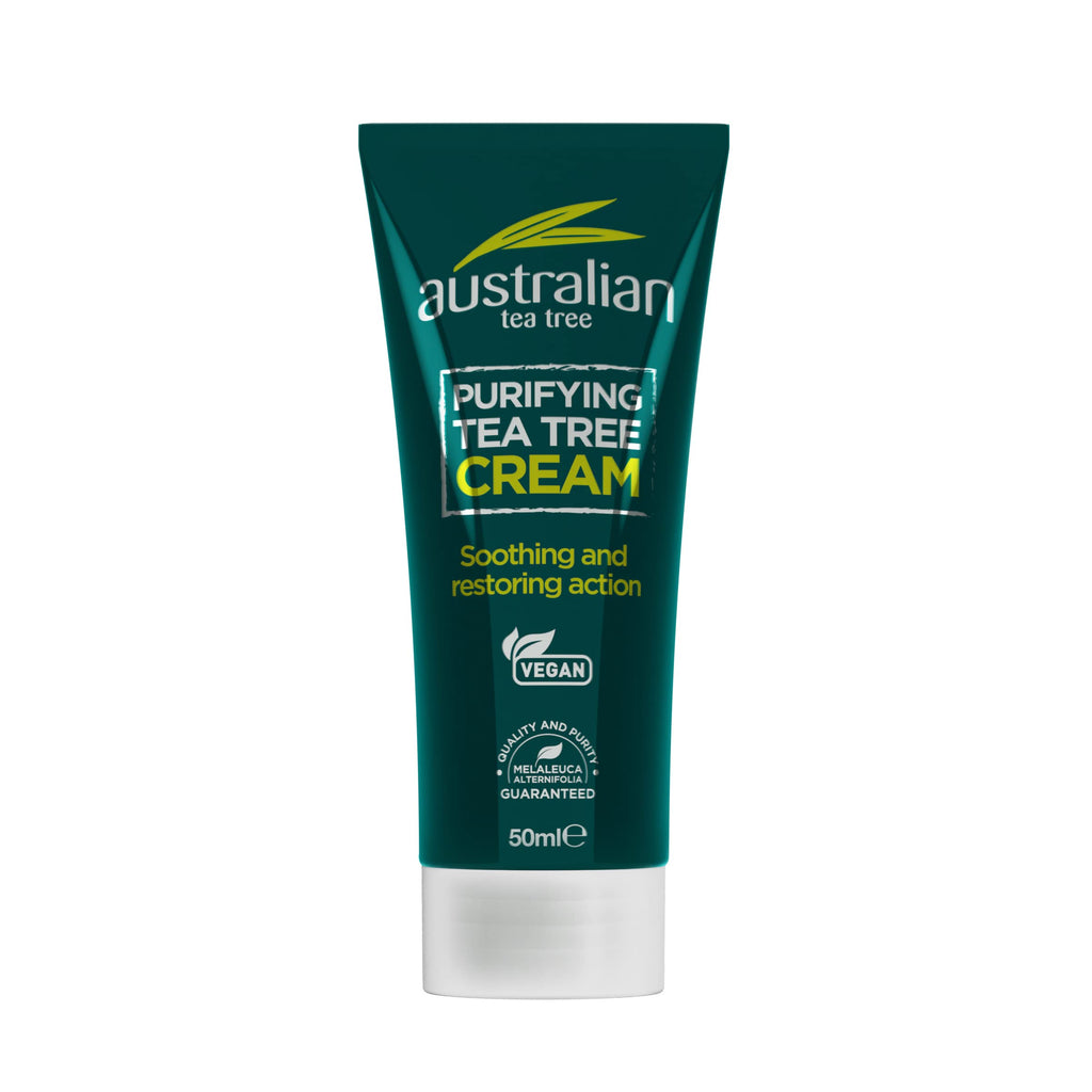 Australian Tea Tree Purifying Cream 50ml Soothing Natural Vegan Skincare SLS and Paraben Free Antiseptic Moisturiser - Damaged Box