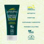 Australian Tea Tree Purifying Cream 50ml Soothing Natural Vegan Skincare SLS and Paraben Free Antiseptic Moisturiser - Damaged Box