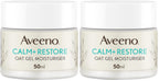 Aveeno Face Calm and Restore Oat Gel Moisturiser 50ml - Soothing Facial Day Cream for Sensitive Skin - Fragrance Free Skin Barrier Repair - Damaged Box