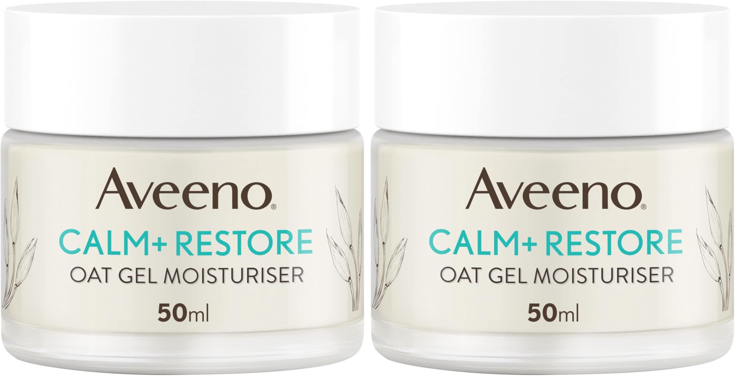 Aveeno Face Calm and Restore Oat Gel Moisturiser 50ml - Soothing Facial Day Cream for Sensitive Skin - Fragrance Free Skin Barrier Repair - Damaged Box