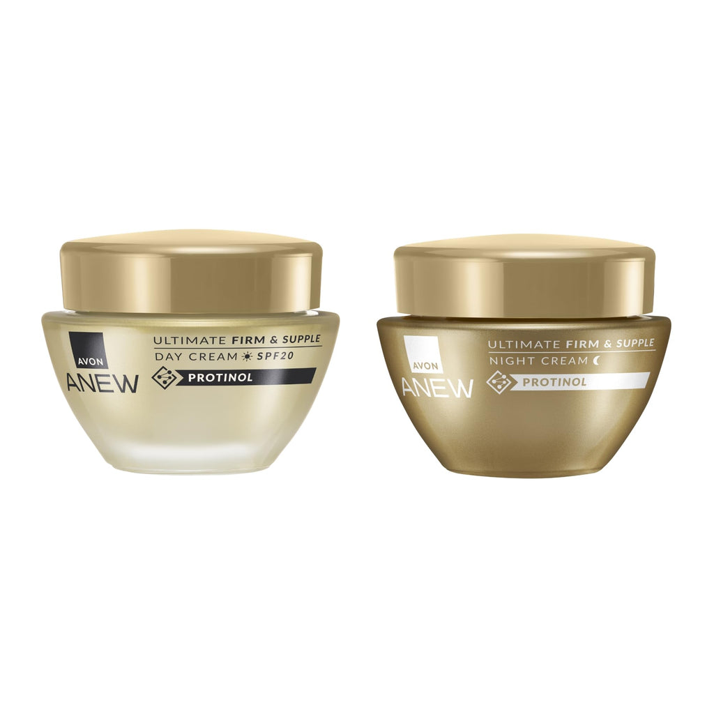 Avon Anew Ultimate Day and Night Cream 50ml Duo Skincare Set for Age 40 Plus Anti-Ageing Collagen Boosting Face Moisturiser Pack of 2