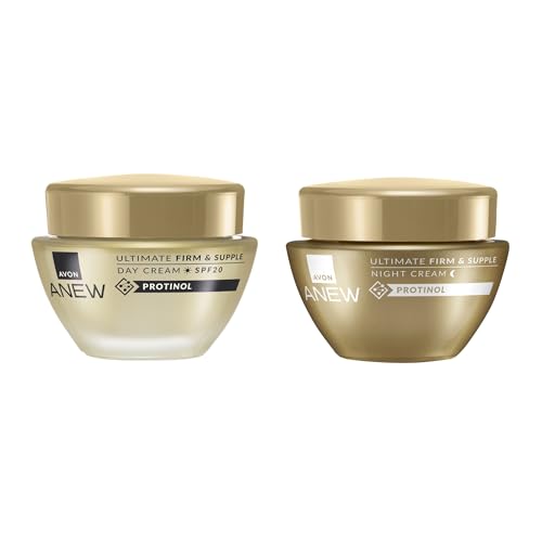 Avon Anew Ultimate Day and Night Cream 50ml Duo Skincare Set for Age 40 Plus Anti-Ageing Collagen Boosting Face Moisturiser Pack of 2