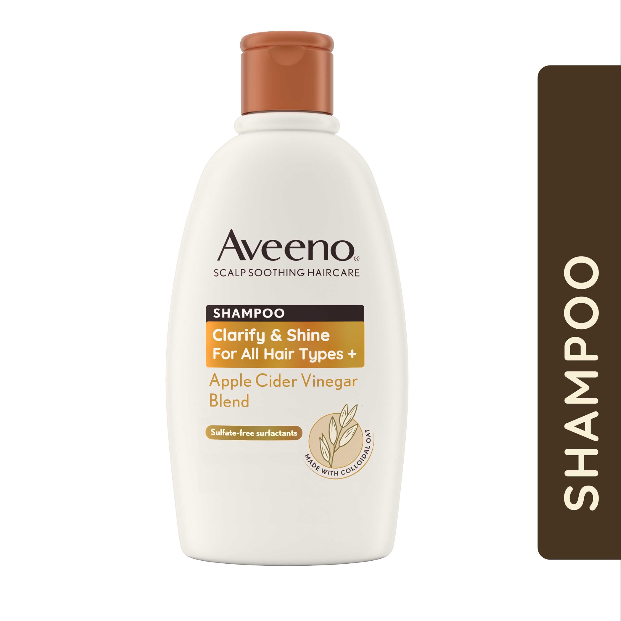Aveeno Scalp Soothing Clarify and Shine Shampoo Apple Cider Vinegar Blend 300ml for Oily Dull Hair and Itchy Flaky Scalp Sulfate Free - Damaged Box