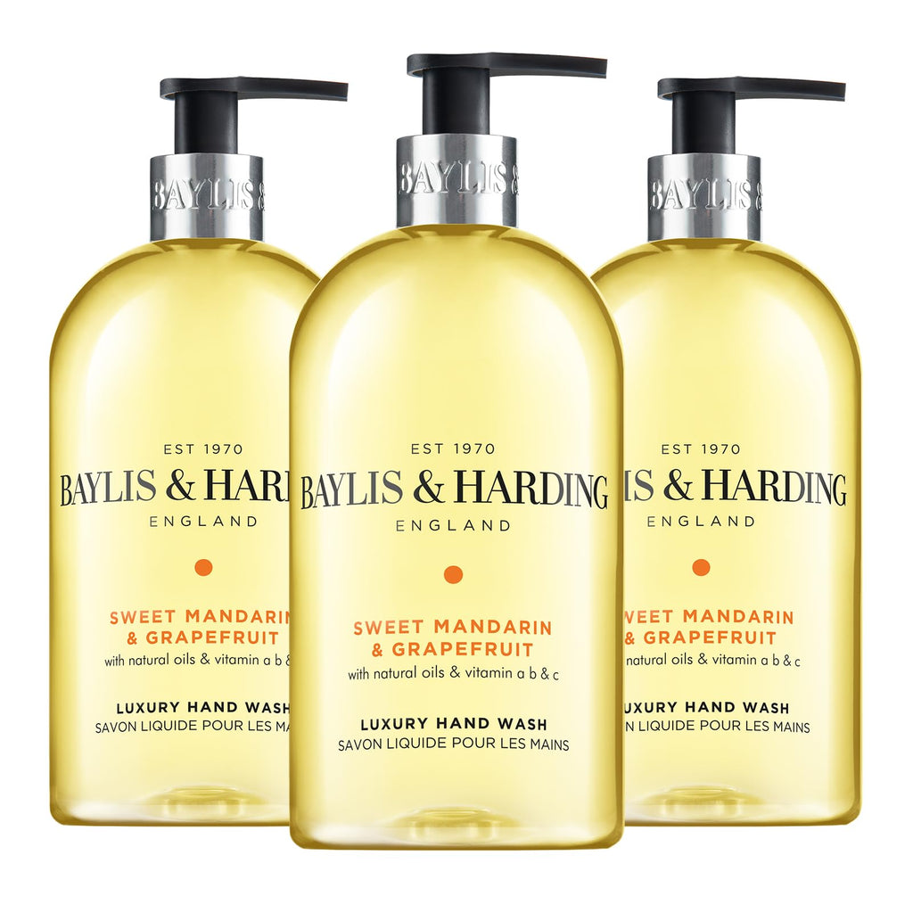 Baylis & Harding Sweet Mandarin & Grapefruit Hand Wash – 3 x 500ml – Vegan Friendly Hand Soap Bulk Pack
