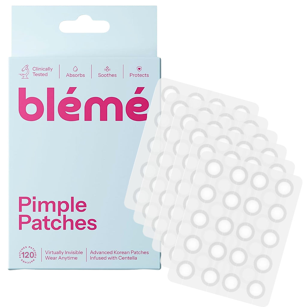 Bl'em'e Pimple Patches - 120 Clear Invisible Ultra-Thin Hydrocolloid Dots - Acne Spot Treatment - Korean Skincare - Damaged Box