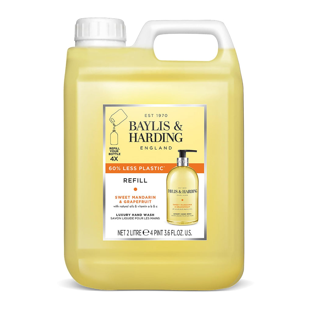 Baylis & Harding Sweet Mandarin & Grapefruit Hand Wash Refill 2L - Vegan Friendly Bulk Pack