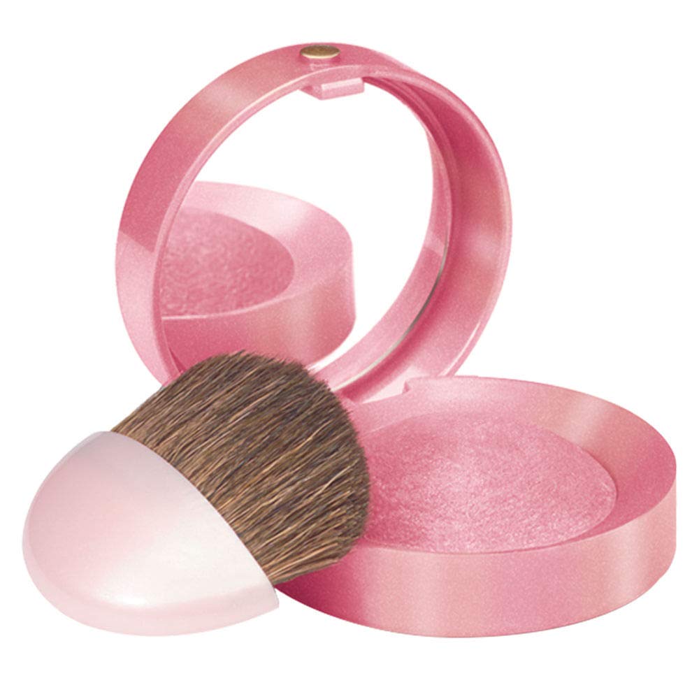 Bourjois Little Round Pot Blusher 34 Rose D'or 2.5g - Rose Gold Shimmer Powder Blush with Mirror and Brush