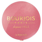 Bourjois Little Round Pot Blusher 34 Rose D'or 2.5g - Rose Gold Shimmer Powder Blush with Mirror and Brush