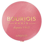 Bourjois Little Round Pot Blusher 34 Rose D'or 2.5g - Rose Gold Shimmer Powder Blush with Mirror and Brush