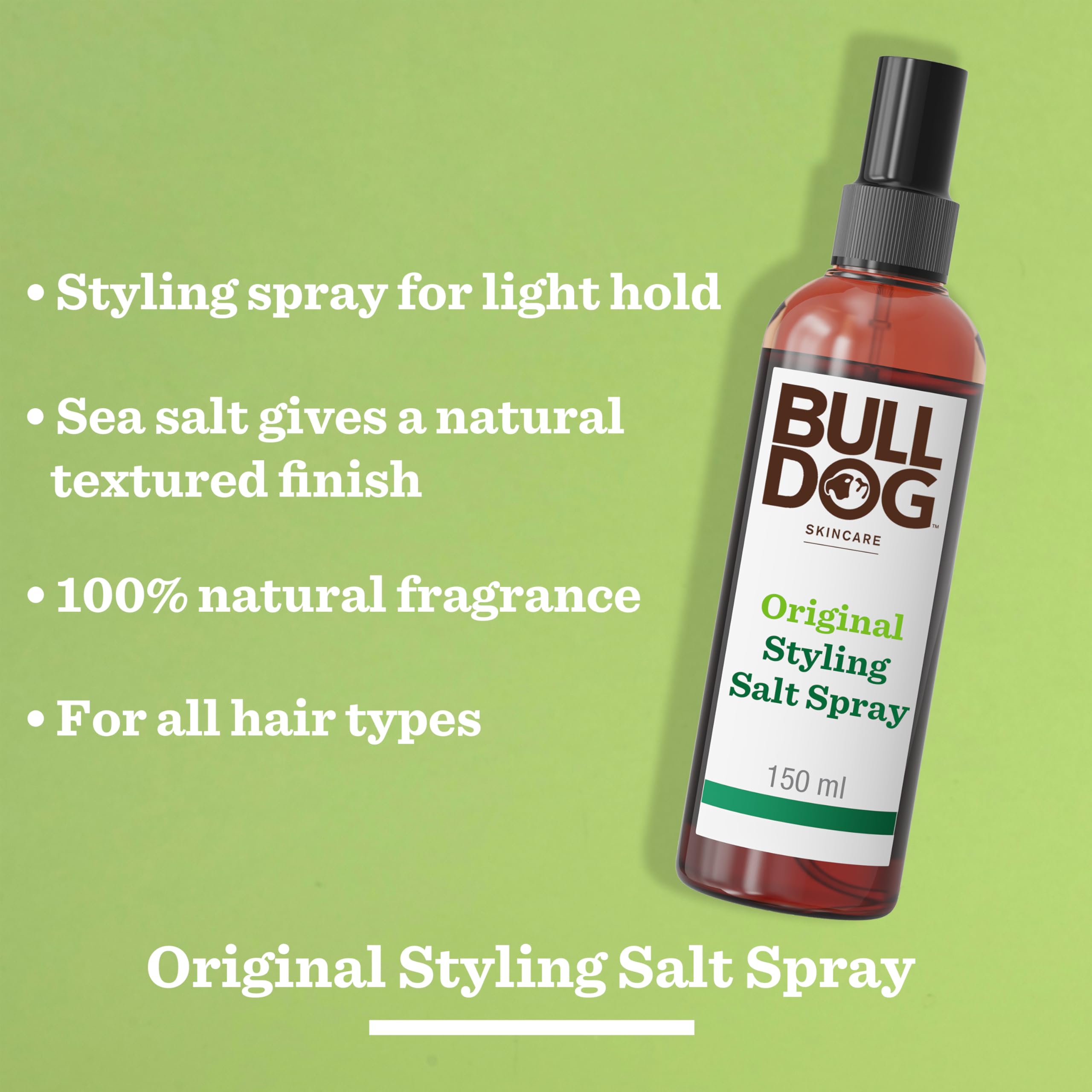 Bulldog Original Hair Styling Salt Spray 150ml - Men's Hair Care Clear Finish - Damaged Box