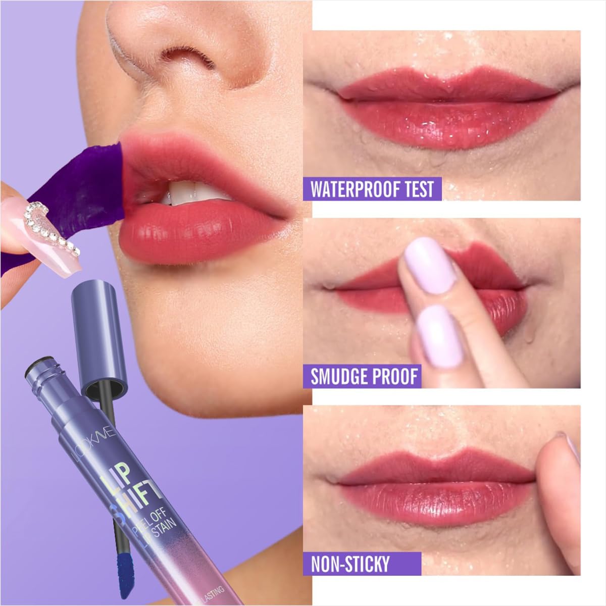 Baorder 3Pcs Peel Off Lip Liner Stain Set Nude Matte Lip Tint Long Lasting Waterproof Smudge Proof Lip Tattoo Makeup Kit 3 Colours - Damaged Box - BBE 05/2029