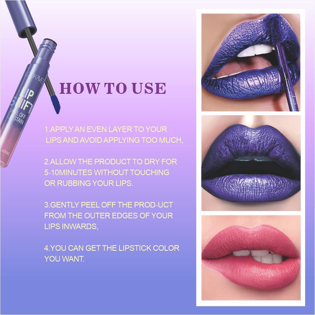 Baorder 3Pcs Peel Off Lip Liner Stain Set Nude Matte Lip Tint Long Lasting Waterproof Smudge Proof Lip Tattoo Makeup Kit 3 Colours - Damaged Box - BBE 05/2029