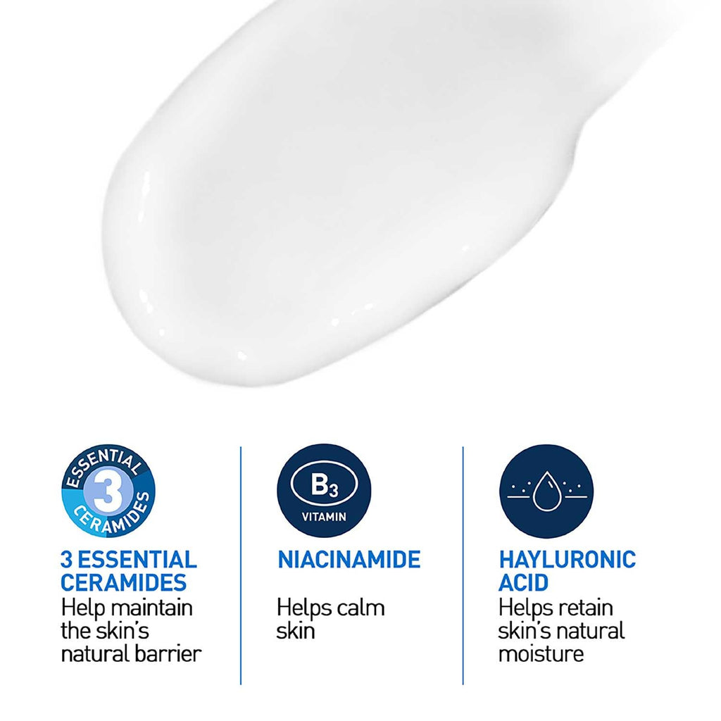CeraVe PM Facial Moisturising Lotion - Niacinamide, Ceramides - Normal to Dry Skin - 52ml Night Face Moisturiser - Damaged Box