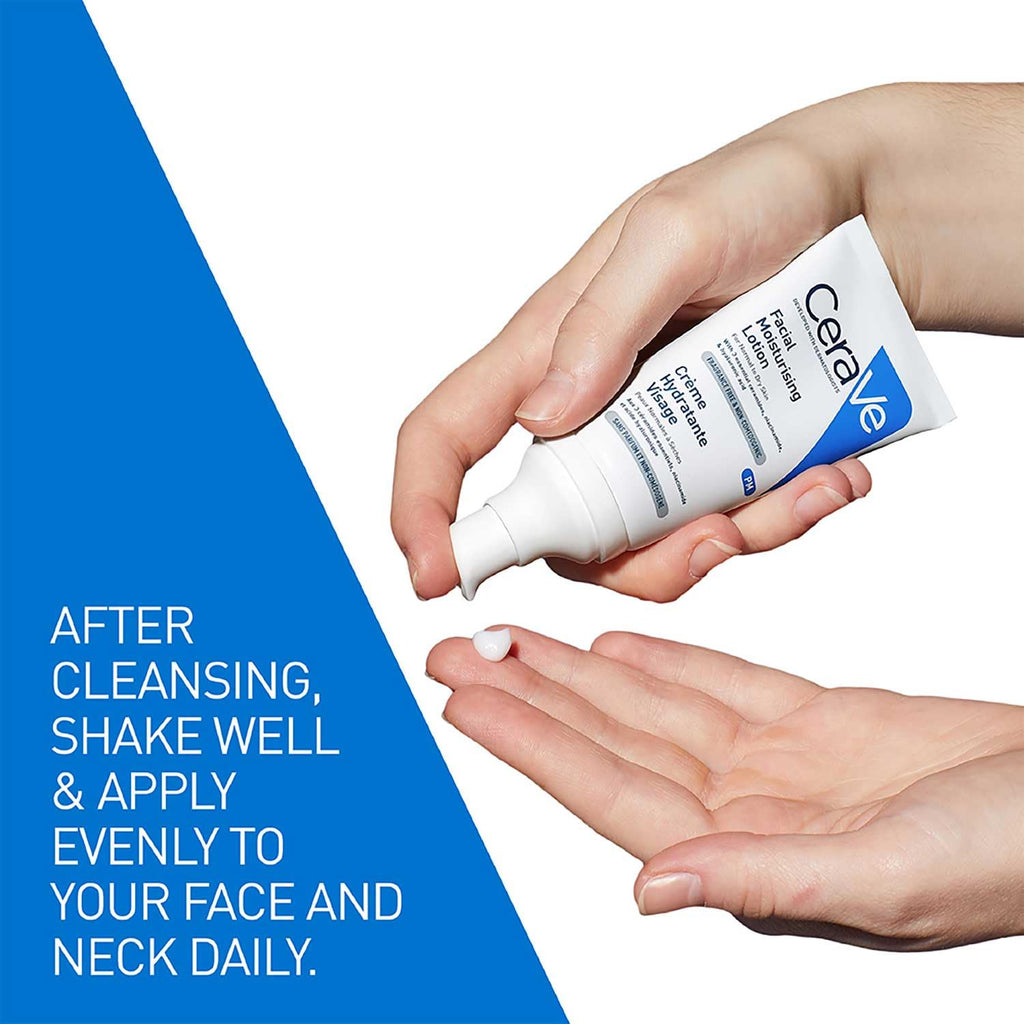 CeraVe PM Facial Moisturising Lotion - Niacinamide, Ceramides - Normal to Dry Skin - 52ml Night Face Moisturiser - Damaged Box