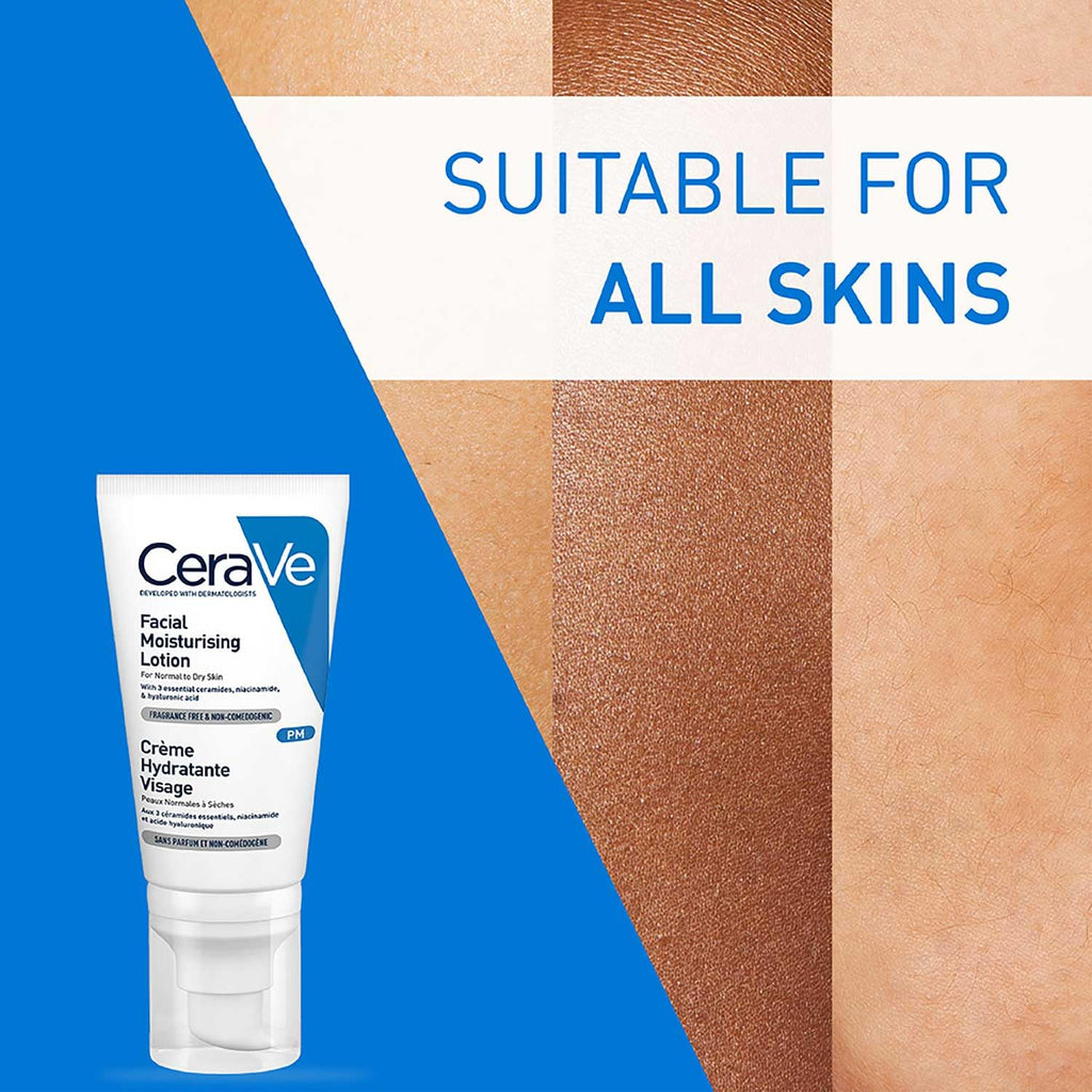 CeraVe PM Facial Moisturising Lotion - Niacinamide, Ceramides - Normal to Dry Skin - 52ml Night Face Moisturiser - Damaged Box