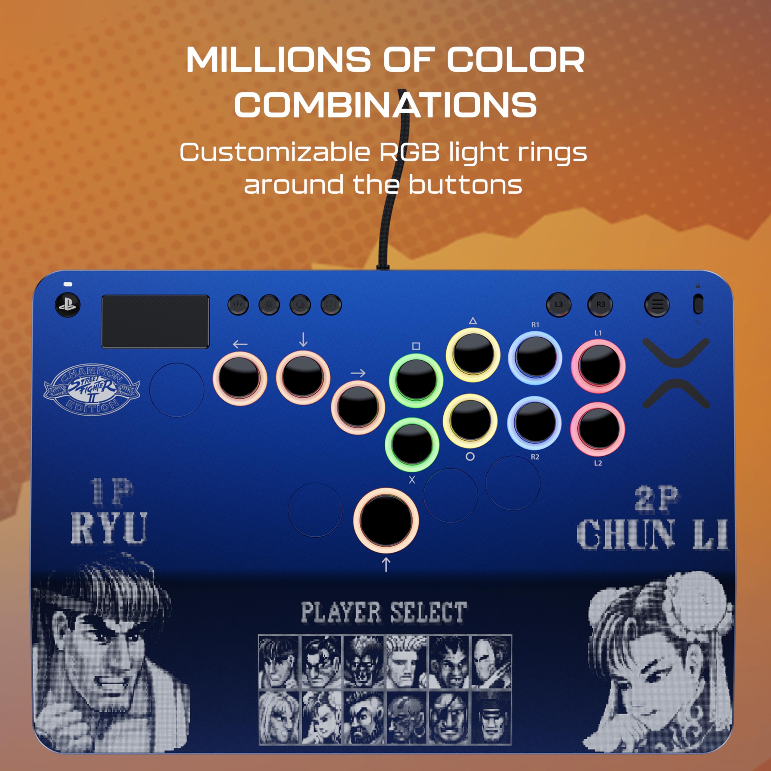 Turtle Beach Victrix Pro KO Leverless All Button Fight Stick for PS5 and PC - Street Fighter II Champion Edition Licensed Arcade Controller - Purple