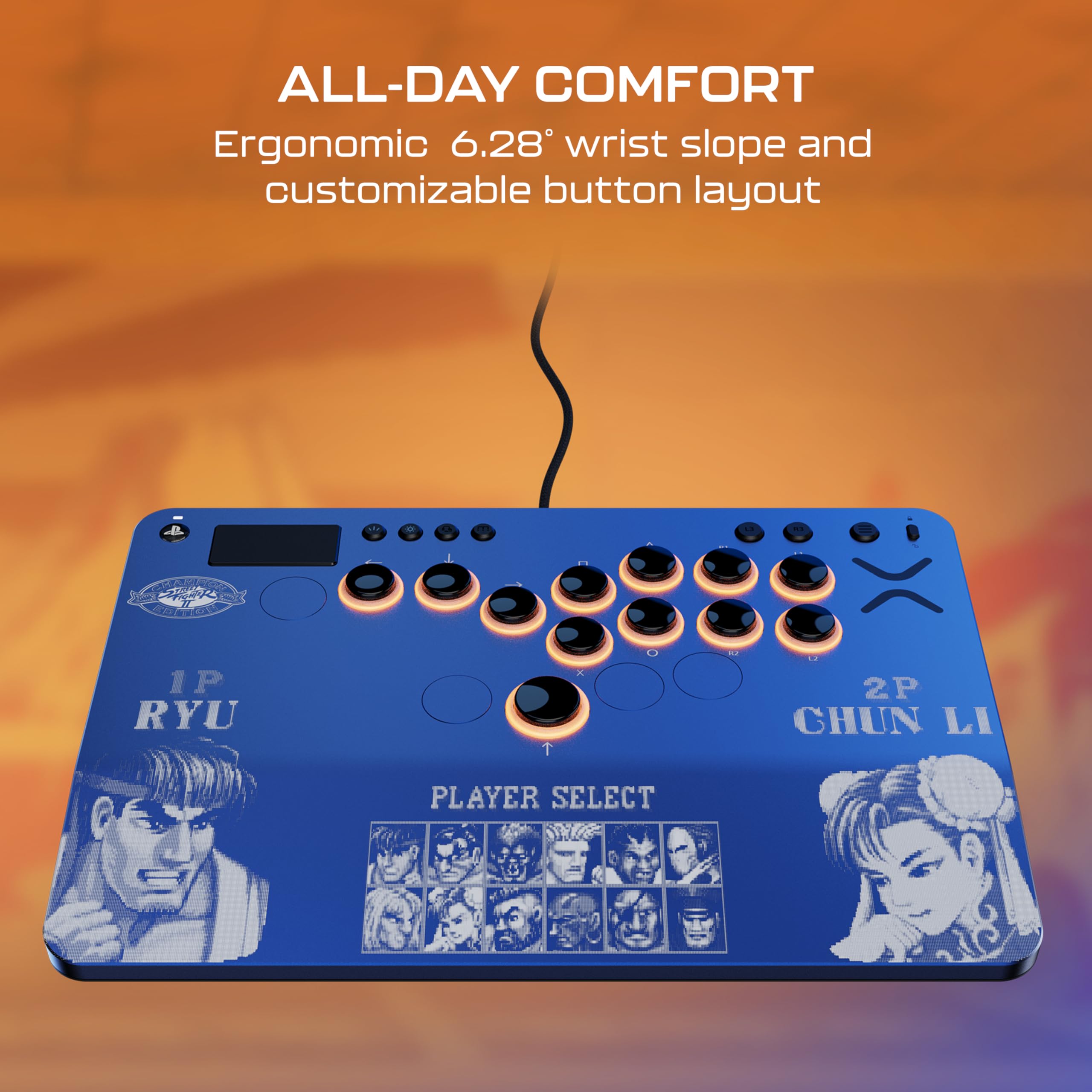 Turtle Beach Victrix Pro KO Leverless All Button Fight Stick for PS5 and PC - Street Fighter II Champion Edition Licensed Arcade Controller - Purple