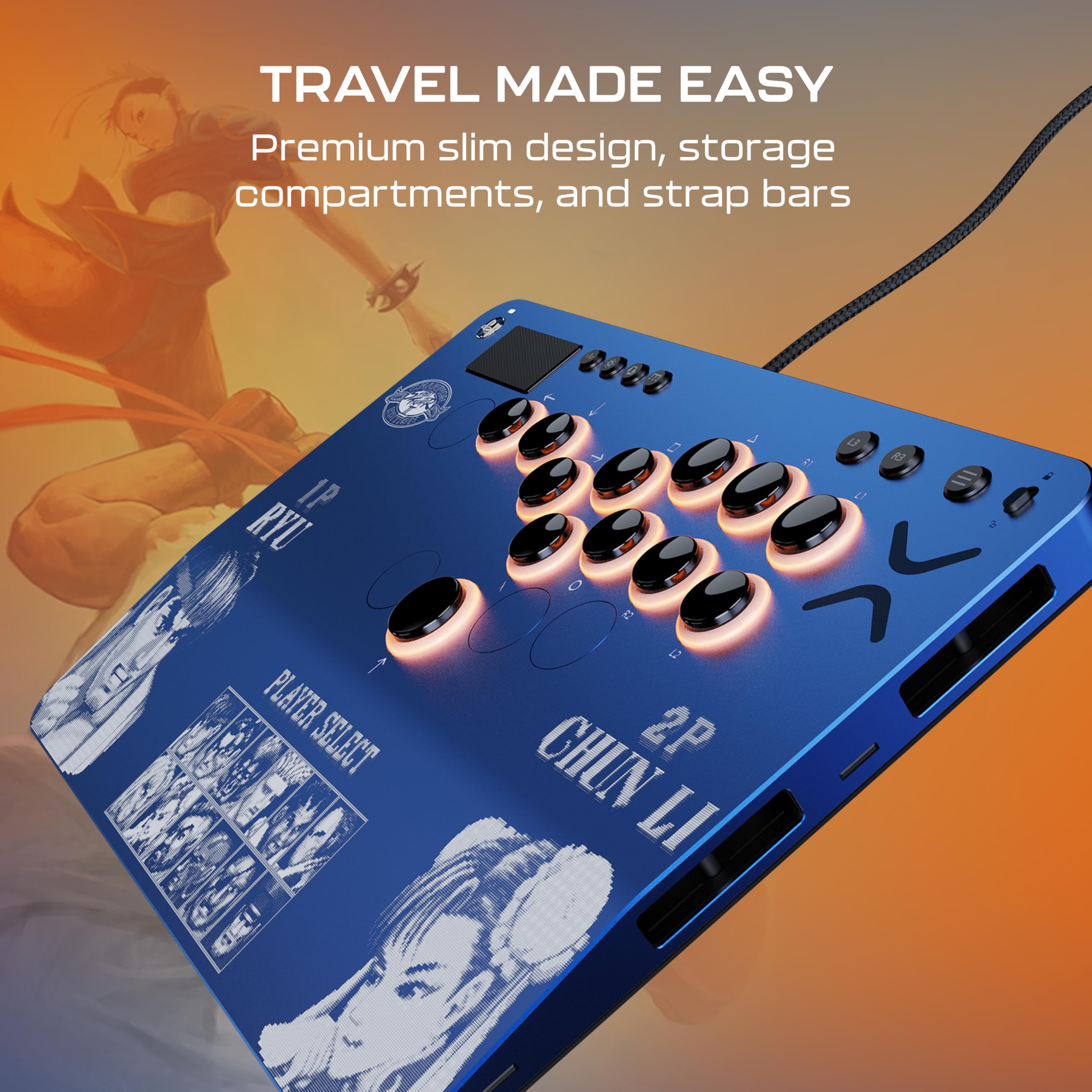 Turtle Beach Victrix Pro KO Leverless All Button Fight Stick for PS5 and PC - Street Fighter II Champion Edition Licensed Arcade Controller - Purple