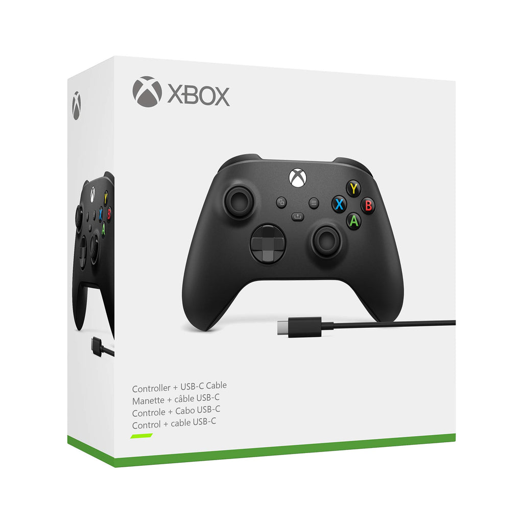 Xbox Wireless Controller with USB-C Cable for Xbox Series X S Xbox One and Windows PC Gaming - Carbon Black - 2.7m Wired Connection Lead