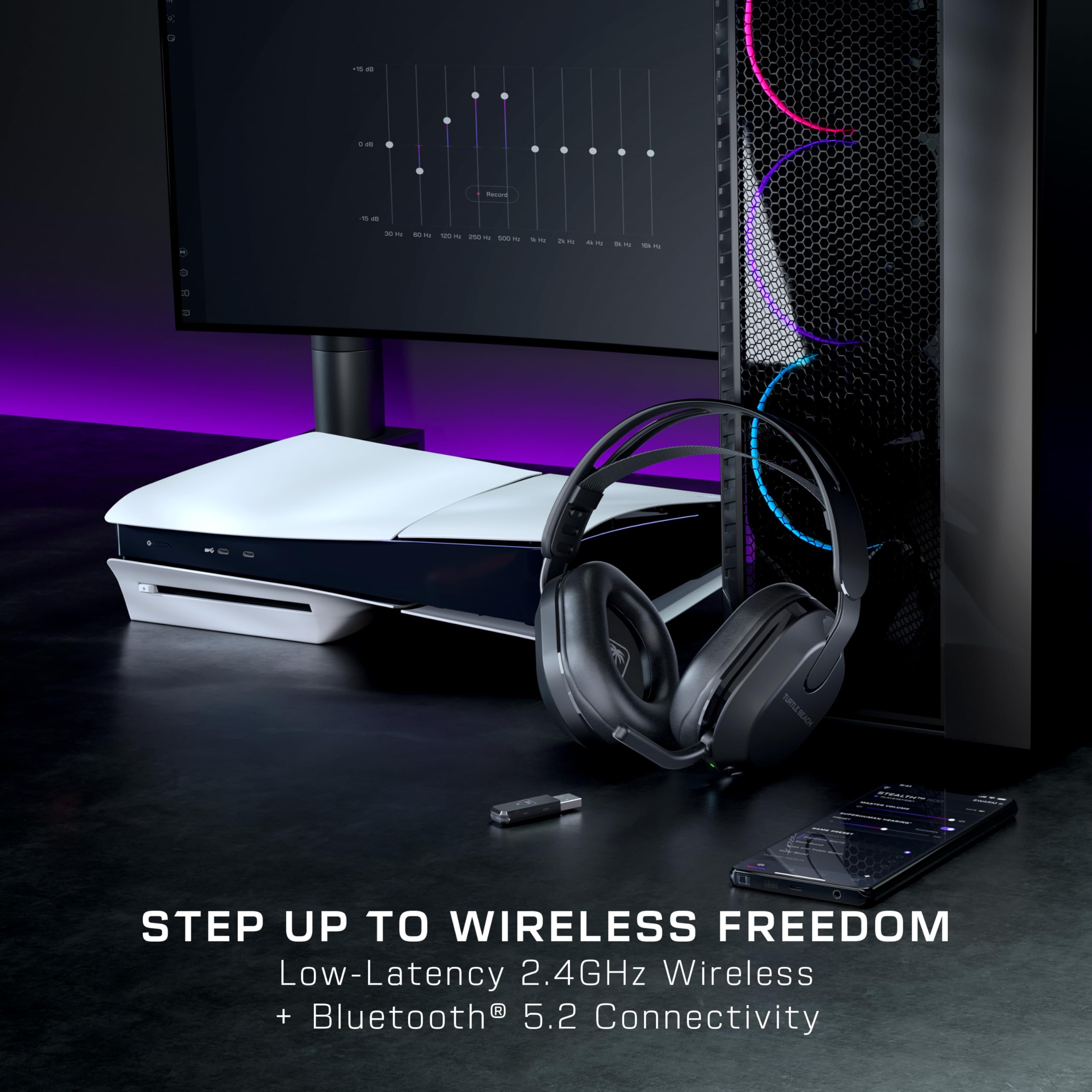 Turtle Beach Stealth 500 Wireless Gaming Headset Black for PS5 PS4 PC and Mobile Bluetooth 40 Hour Battery Life Lightweight Headphones