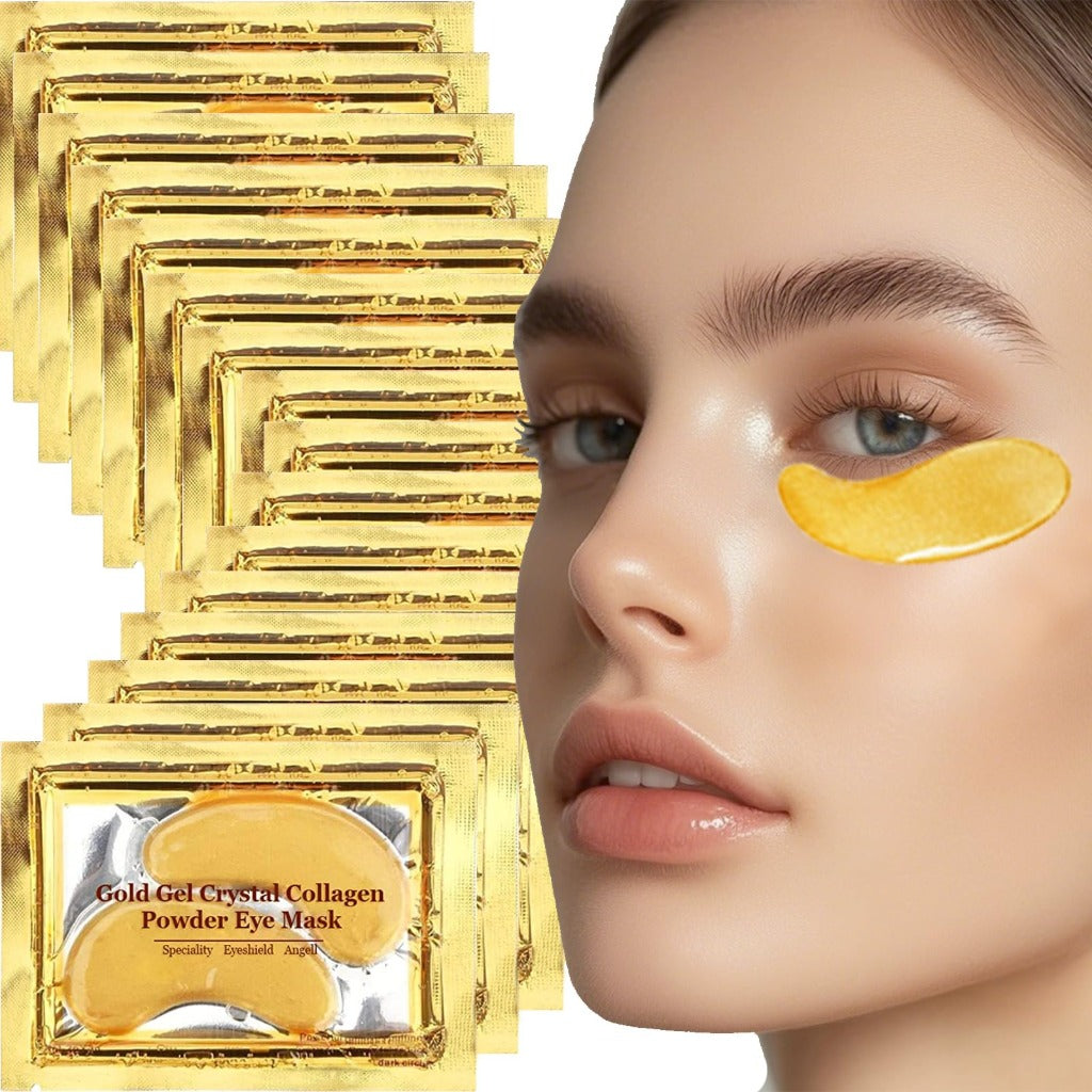 24K Gold Eye Mask 16 Pairs Collagen Eye Gel Pads for Dark Circles Puffiness and Wrinkles Anti-Aging Hydrating Under Eye Patches Treatment - Damaged Box