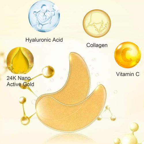 24K Gold Eye Mask 16 Pairs Collagen Eye Gel Pads for Dark Circles Puffiness and Wrinkles Anti-Aging Hydrating Under Eye Patches Treatment - Damaged Box