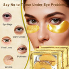 24K Gold Eye Mask 16 Pairs Collagen Eye Gel Pads for Dark Circles Puffiness and Wrinkles Anti-Aging Hydrating Under Eye Patches Treatment - Damaged Box