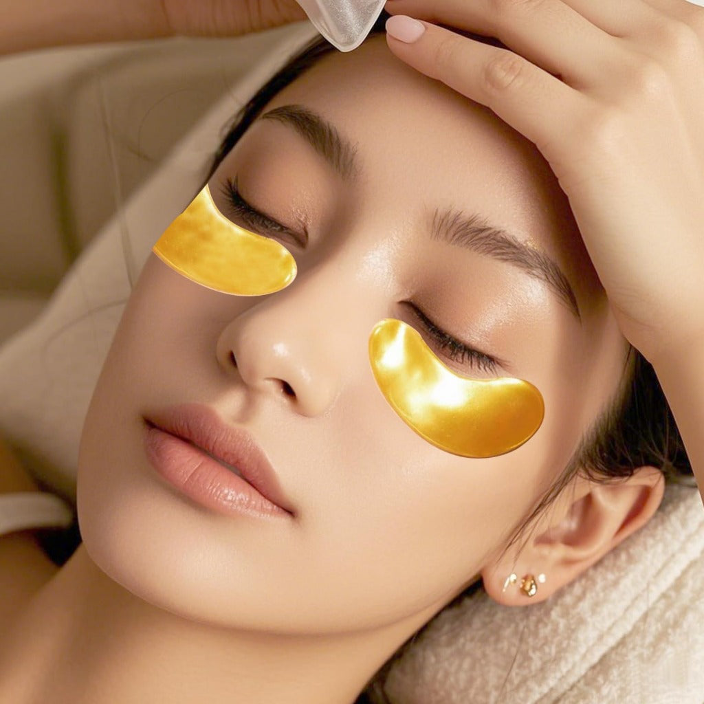 24K Gold Eye Mask 16 Pairs Collagen Eye Gel Pads for Dark Circles Puffiness and Wrinkles Anti-Aging Hydrating Under Eye Patches Treatment - Damaged Box
